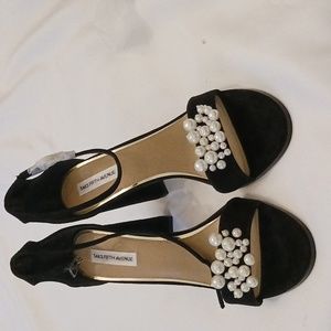 Suede Pearl high heels sandals